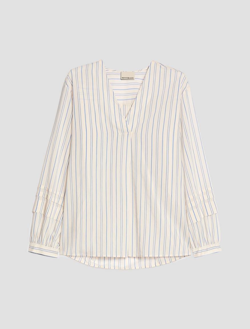 Pleated-pattern blouse - CREAM - Pennyblack - 2