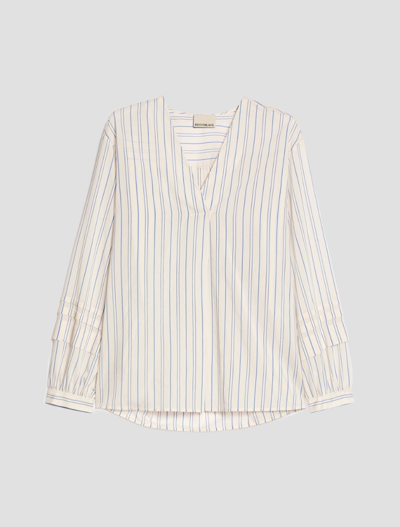 Pleated-pattern blouse - CREAM - pennyblack