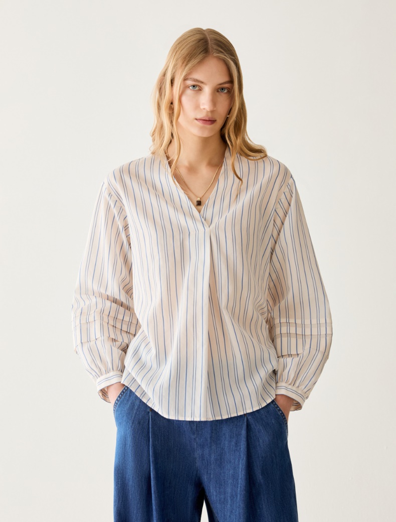 Pleated-pattern blouse - CREAM - pennyblack