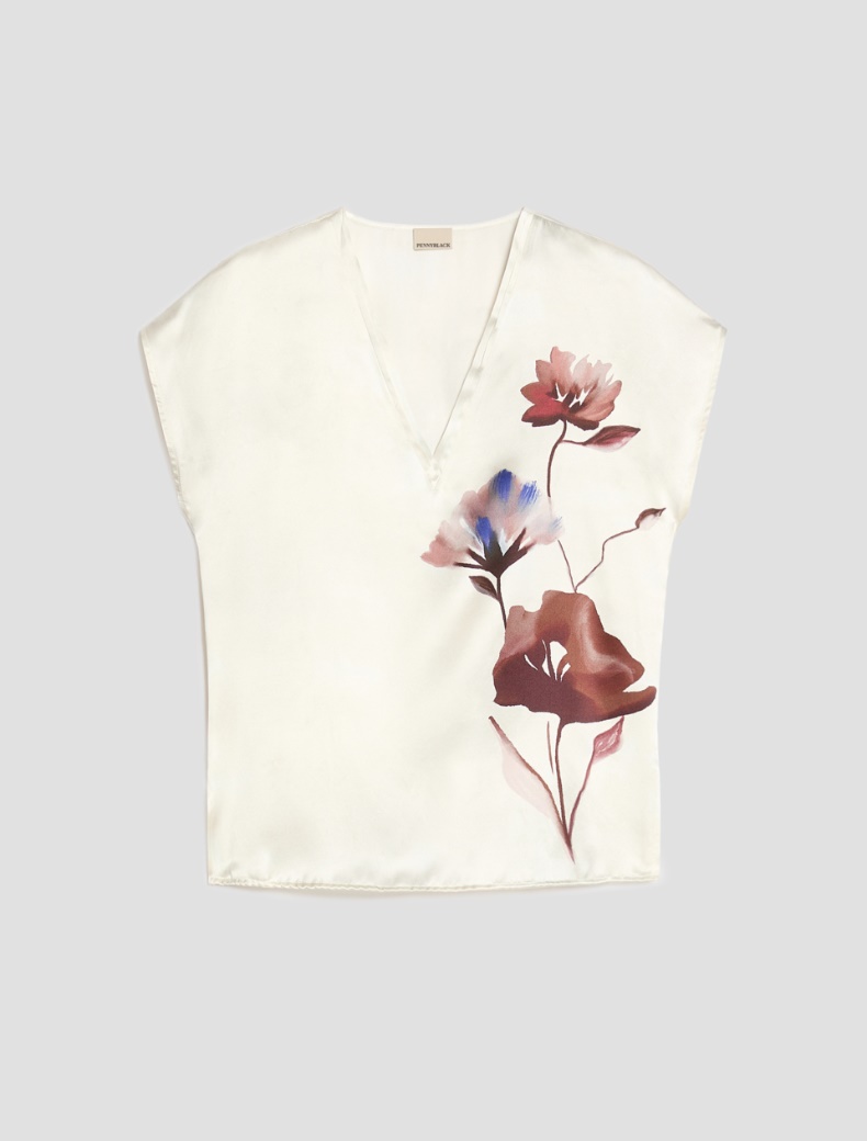 Floral silk satin blouse - Pennyblack - 2