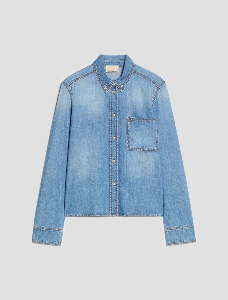 Boxy-cut denim shirt - Pennyblack - 7