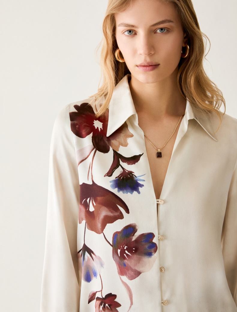 Floral satin shirt - DARK RED - pennyblack