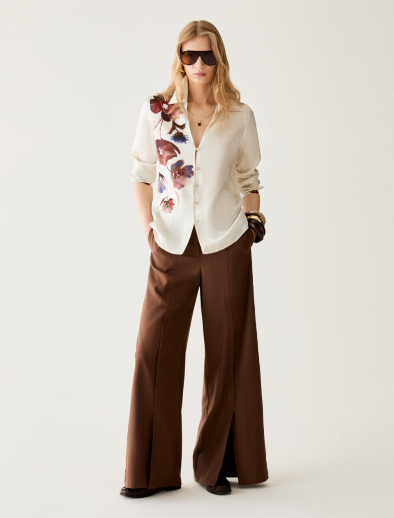 Floral satin shirt - DARK RED - pennyblack