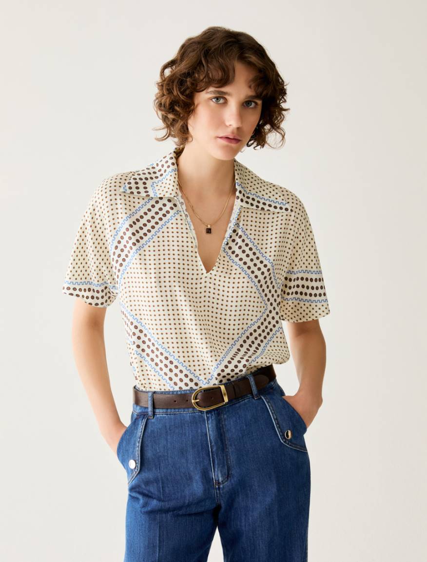 Fluid-twill blouse - CREAM - Pennyblack