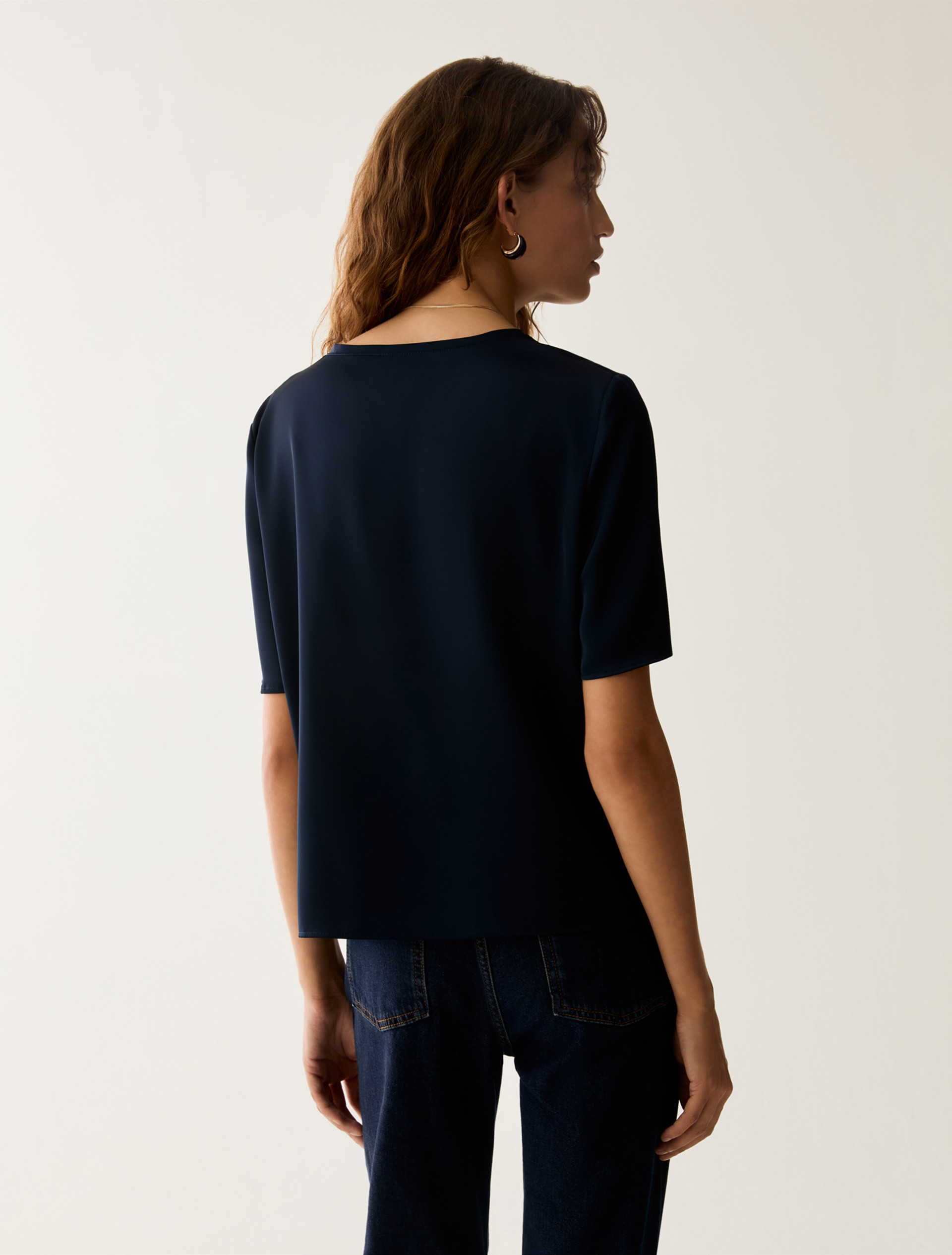 Draped satin T-shirt - NAVY - Pennyblack - 3