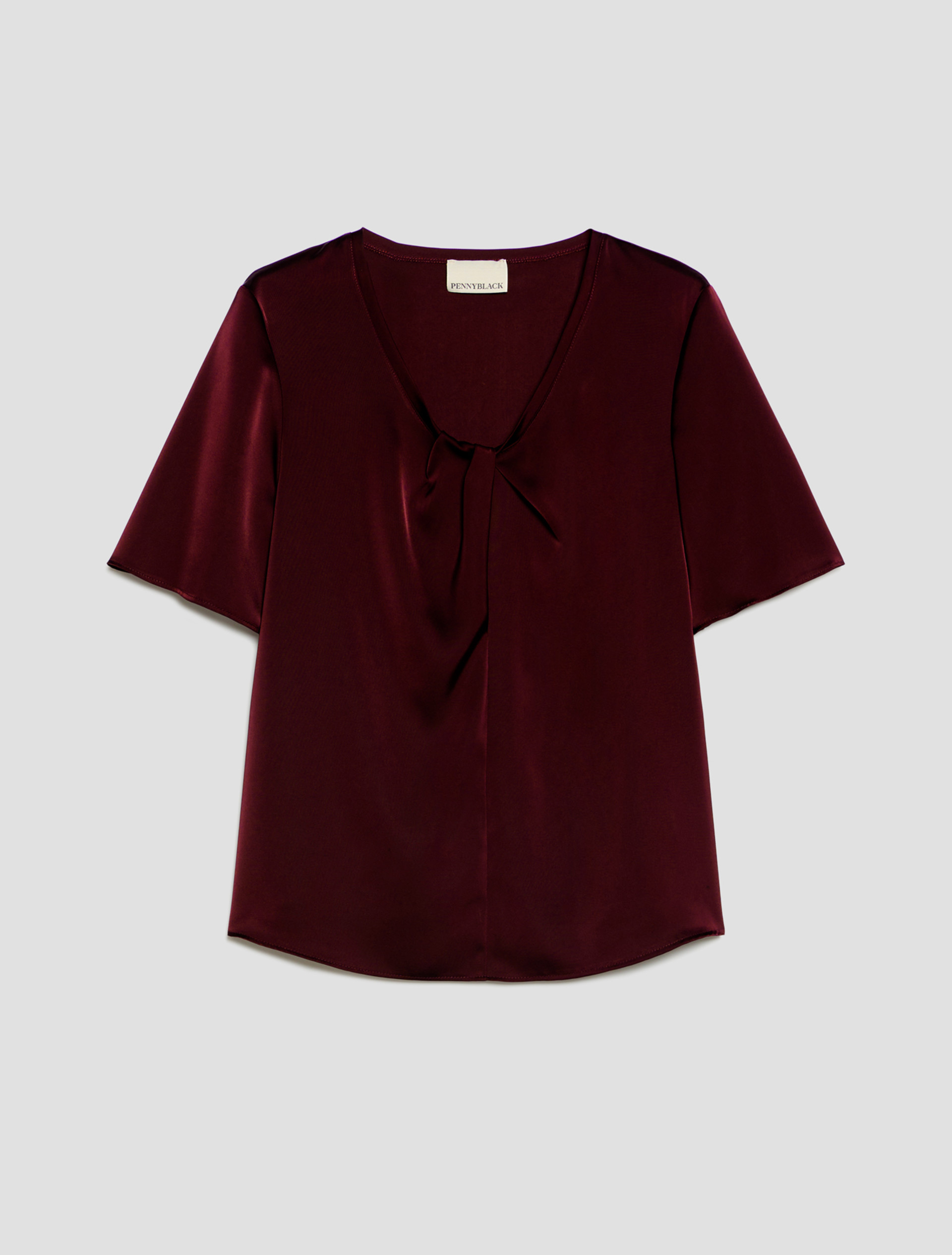 Draped satin T-shirt - BORDEAUX - Pennyblack - 2