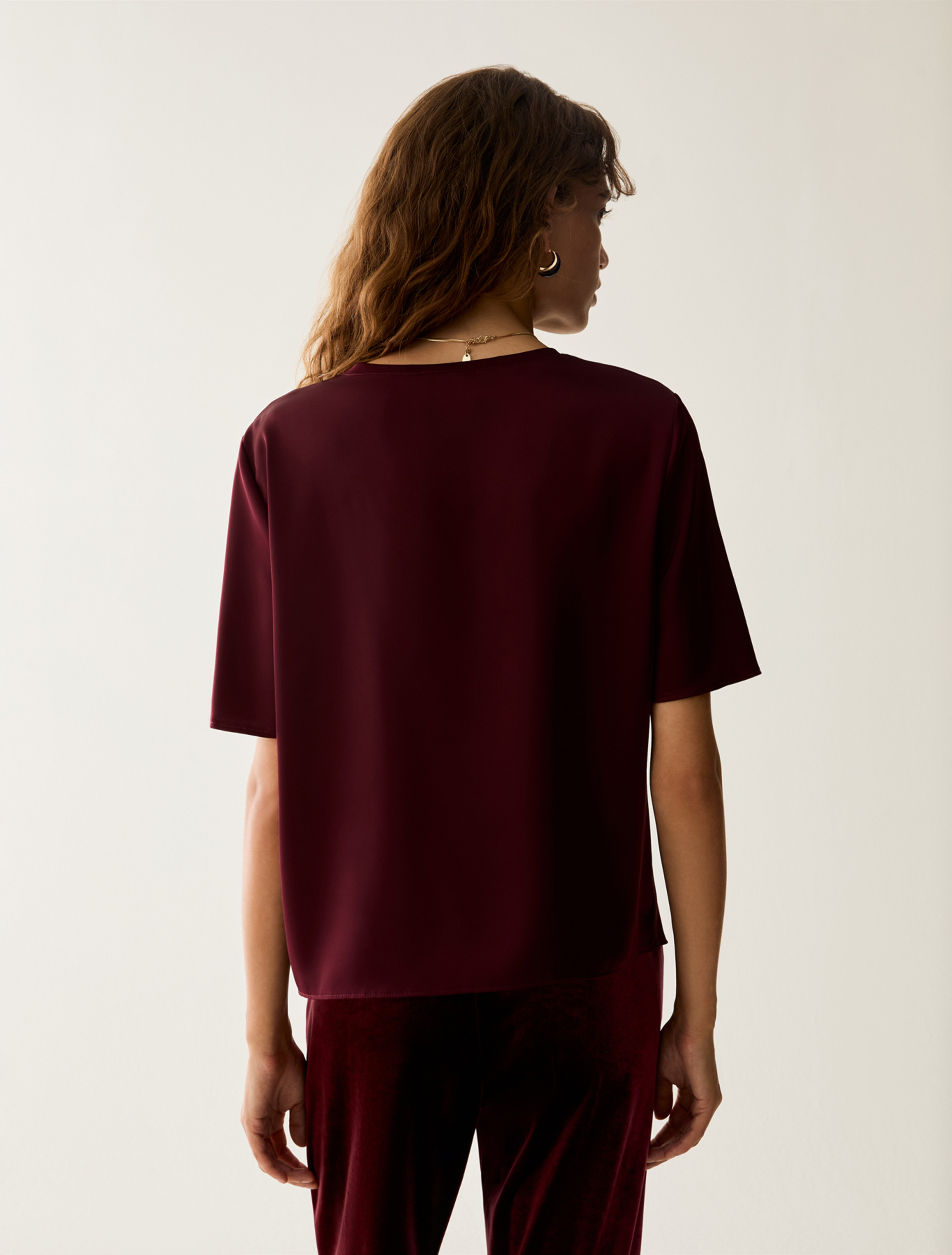 Draped satin T-shirt - BORDEAUX - Pennyblack - 3