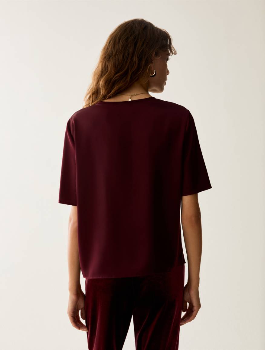 Draped satin T-shirt - BORDEAUX - Pennyblack - 3
