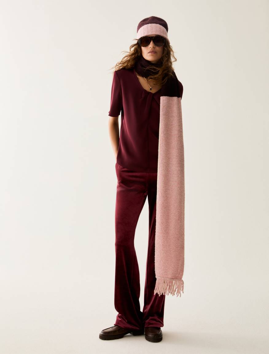 Draped satin T-shirt - BORDEAUX - Pennyblack - 5