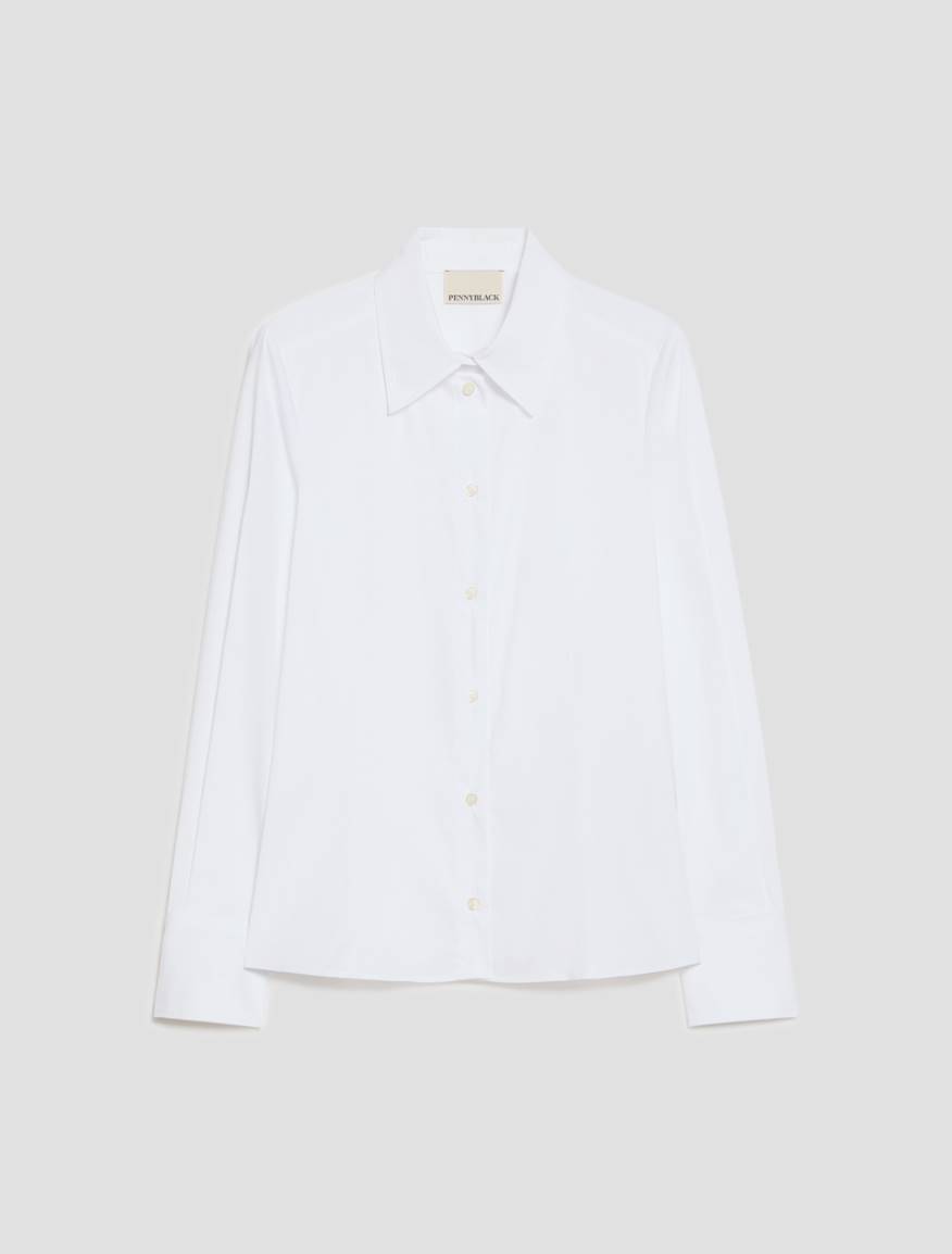 Slim-cut poplin shirt - WHITE - Pennyblack - 2