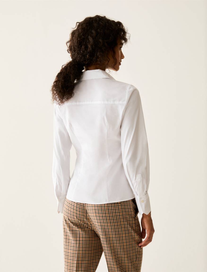 Slim-cut poplin shirt - WHITE - Pennyblack - 3