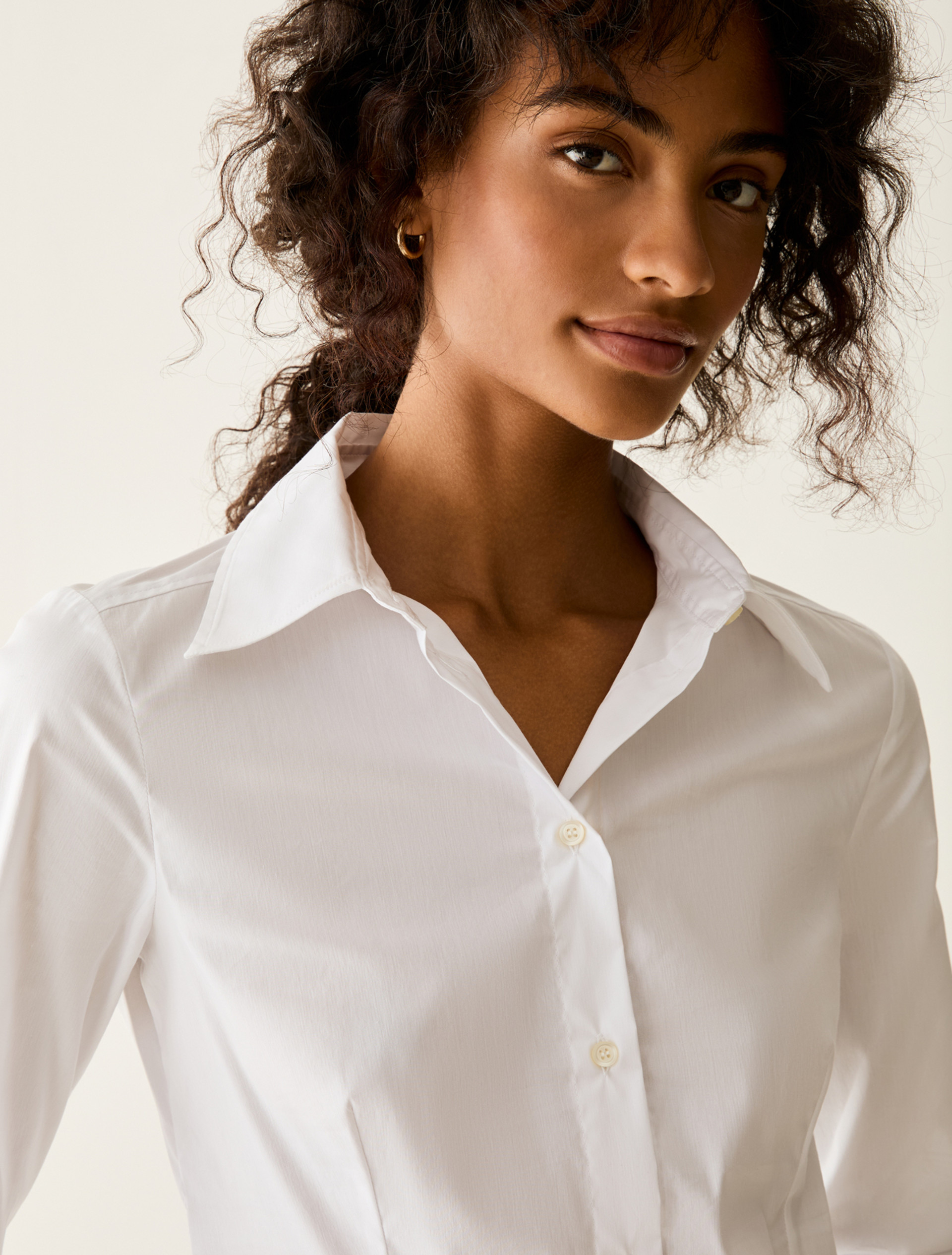 Slim-cut poplin shirt - WHITE - Pennyblack - 4