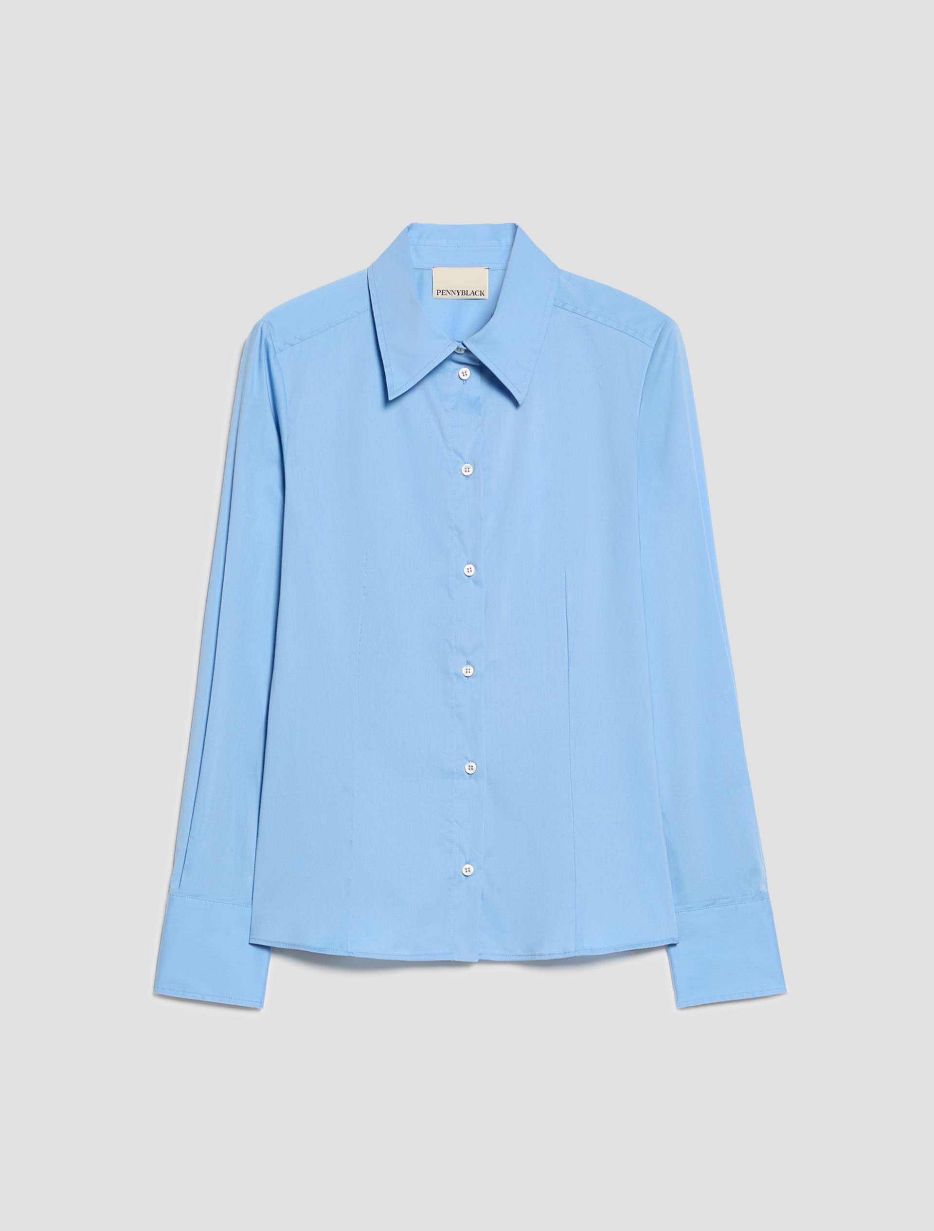 Slim-cut poplin shirt - LIGHT BLUE - Pennyblack - 2