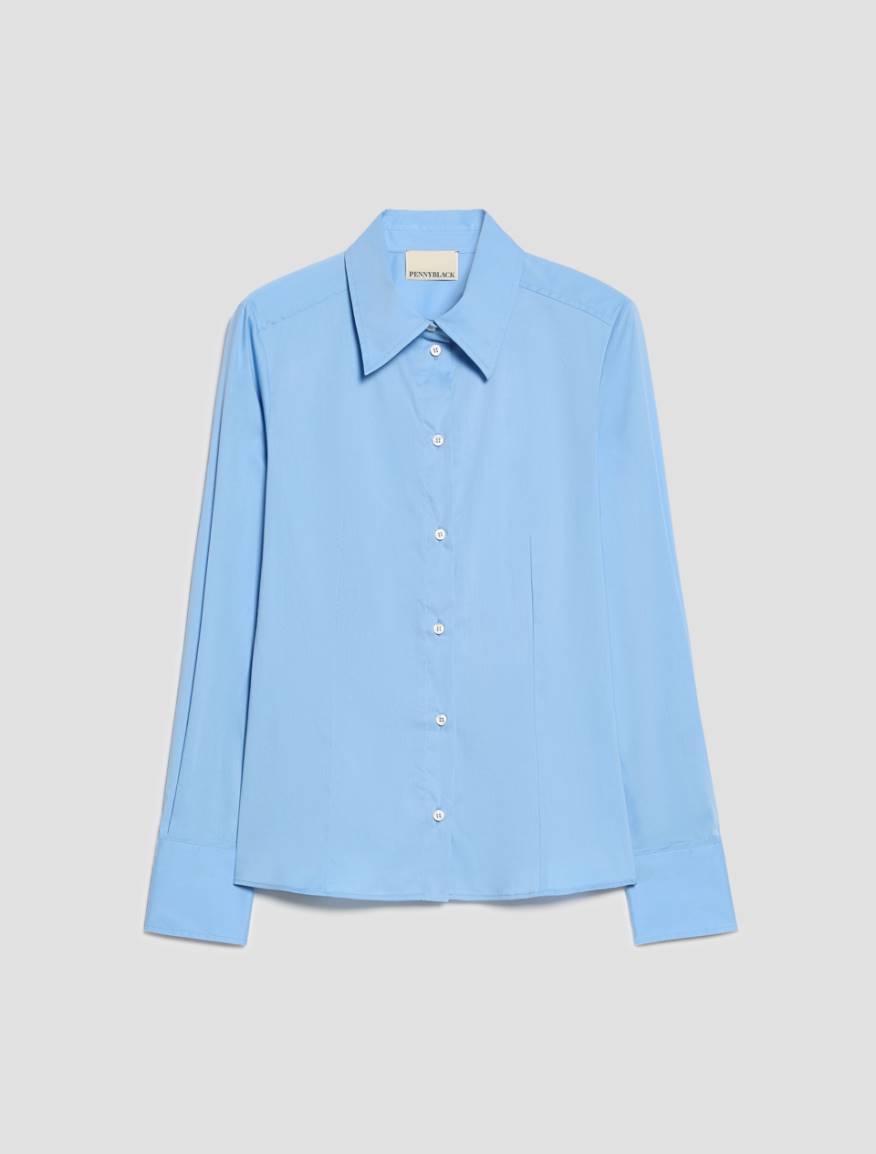 Slim-cut poplin shirt - LIGHT BLUE - Pennyblack - 2