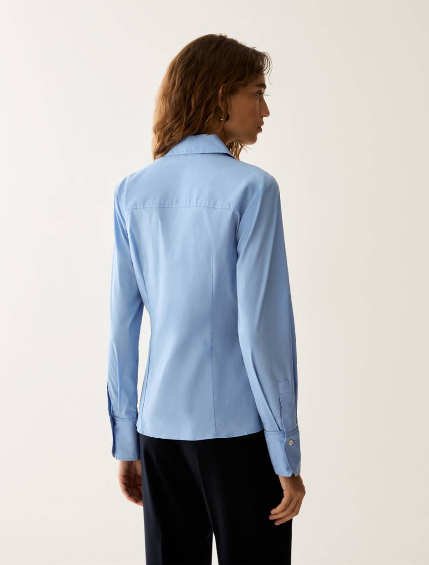 Slim-cut poplin shirt - LIGHT BLUE - Pennyblack - 3