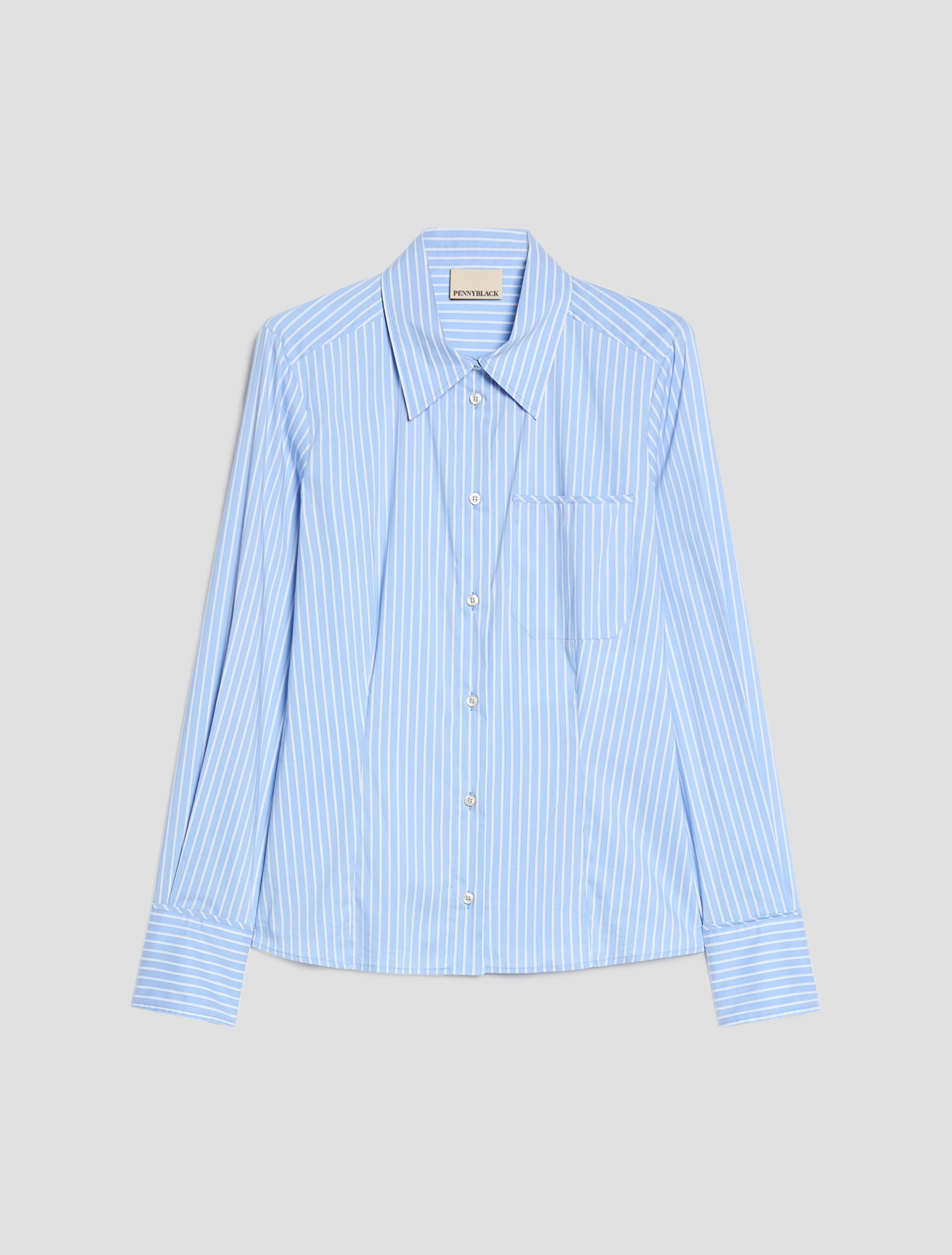 Slim-cut poplin shirt - LIGHT BLUE - Pennyblack - 2