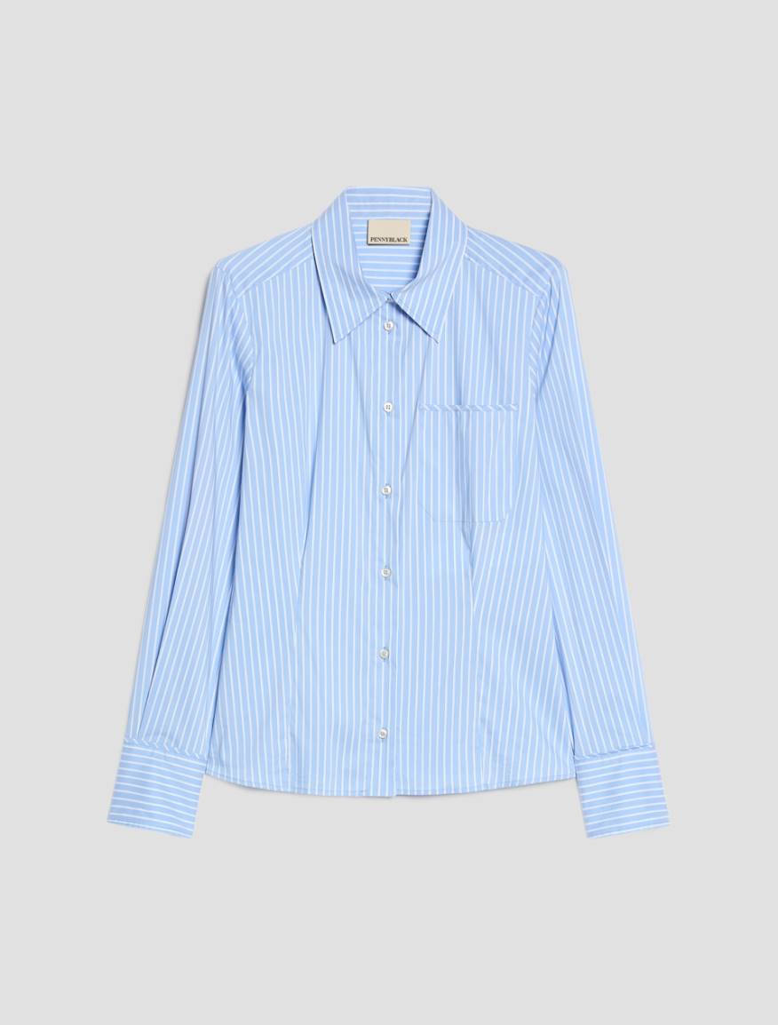 Slim-cut poplin shirt - LIGHT BLUE - Pennyblack - 2