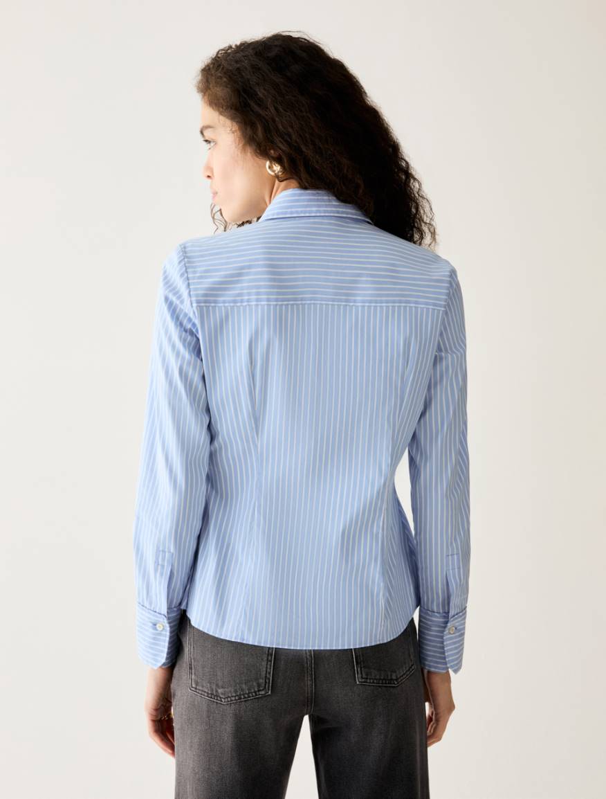 Slim-cut poplin shirt - LIGHT BLUE - Pennyblack - 3