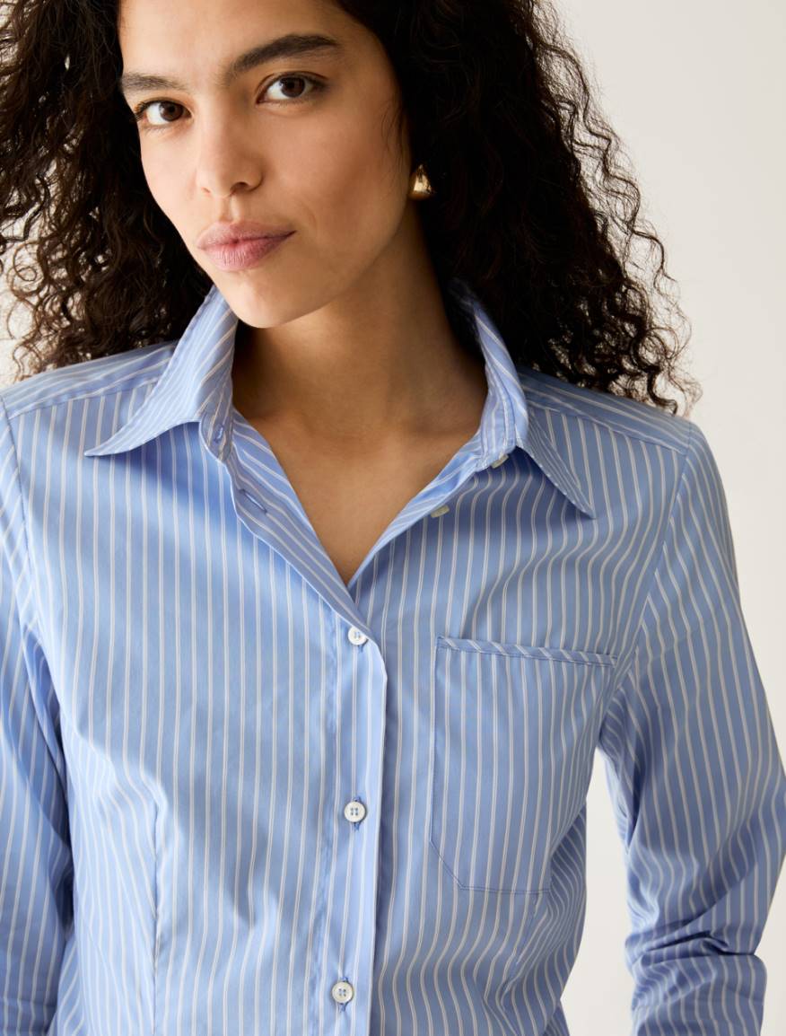 Slim-cut poplin shirt - LIGHT BLUE - Pennyblack - 4