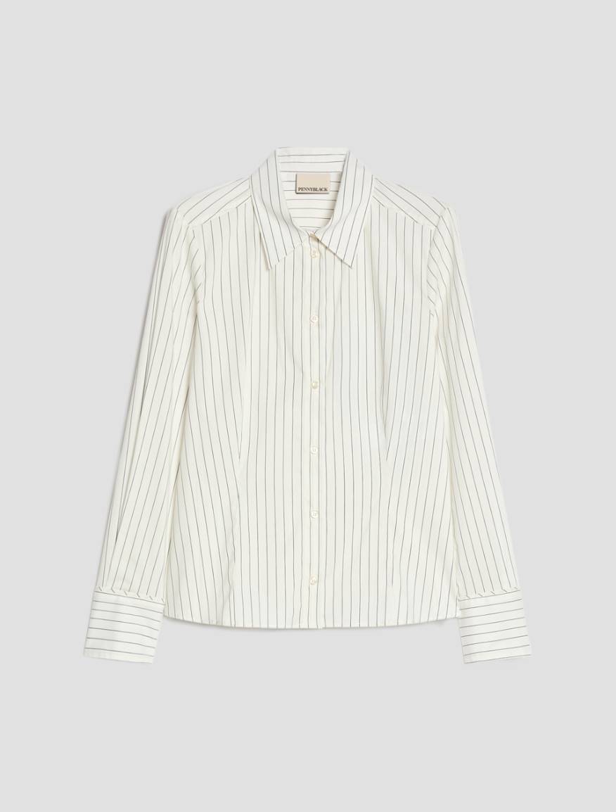 Slim-cut poplin shirt - WHITE - Pennyblack - 2