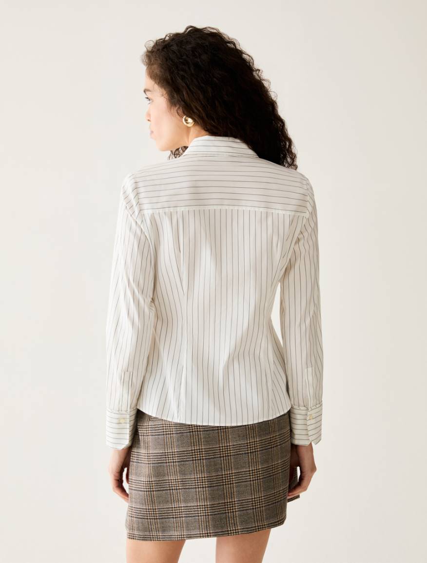 Slim-cut poplin shirt - WHITE - Pennyblack - 3
