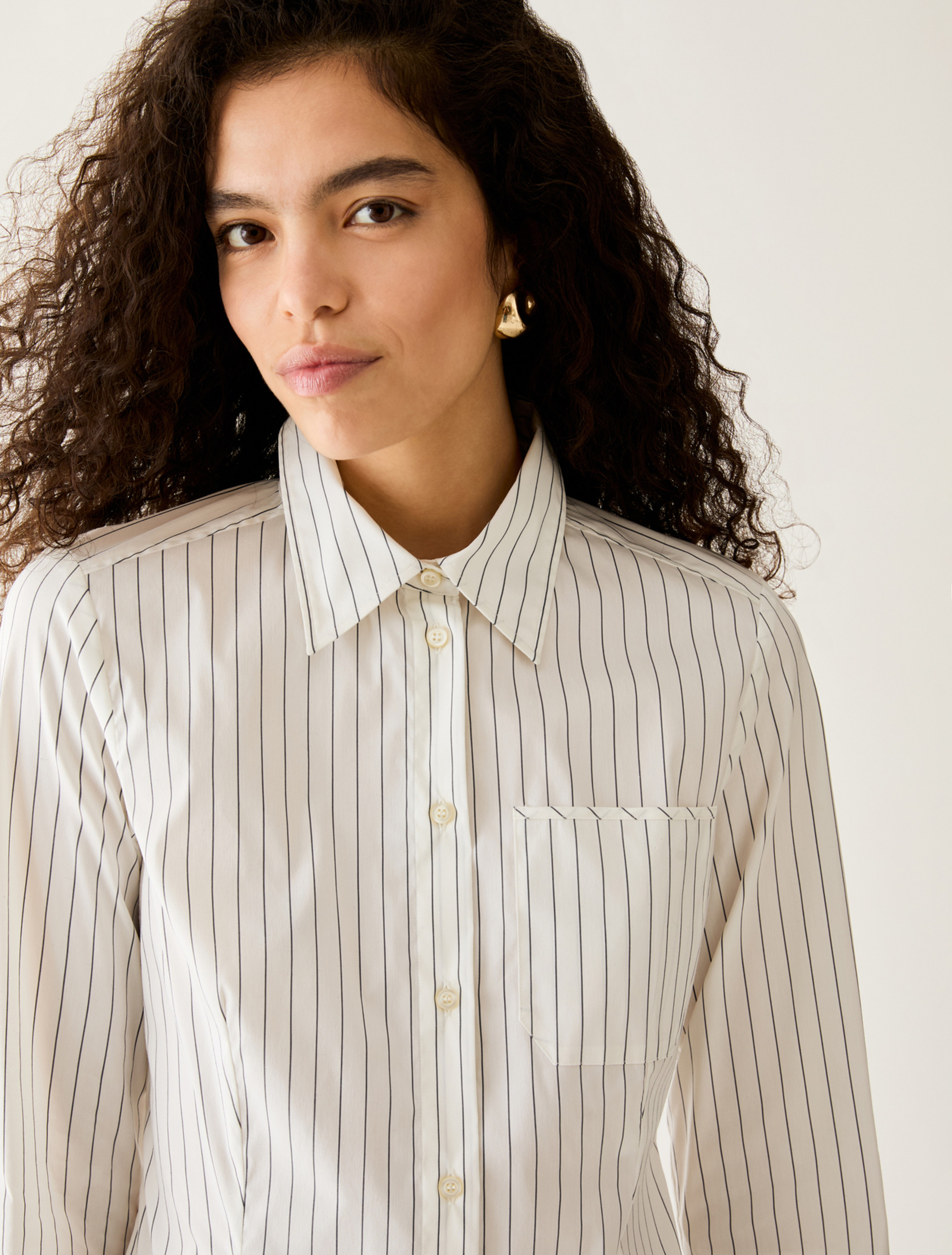 Slim-cut poplin shirt - WHITE - Pennyblack - 4