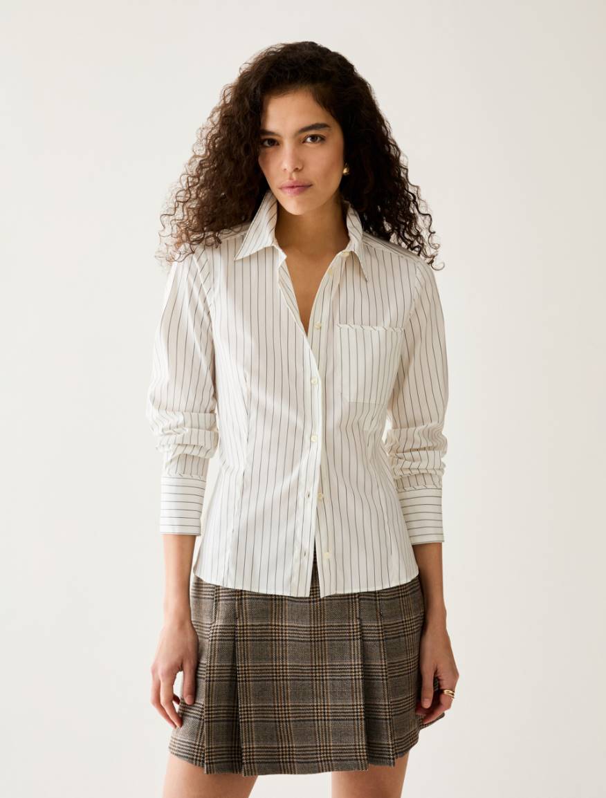Slim-cut poplin shirt - WHITE - Pennyblack
