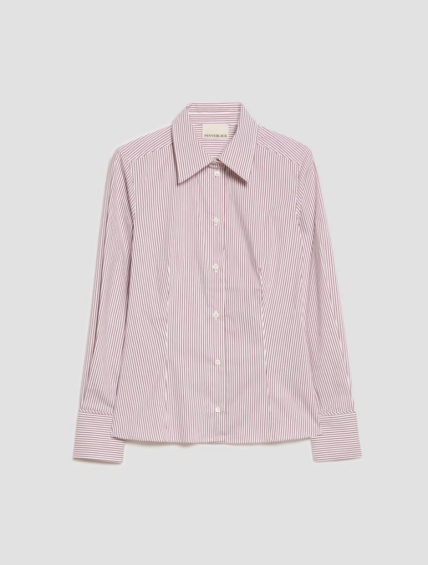 Slim-cut poplin shirt - BORDEAUX - Pennyblack - 2