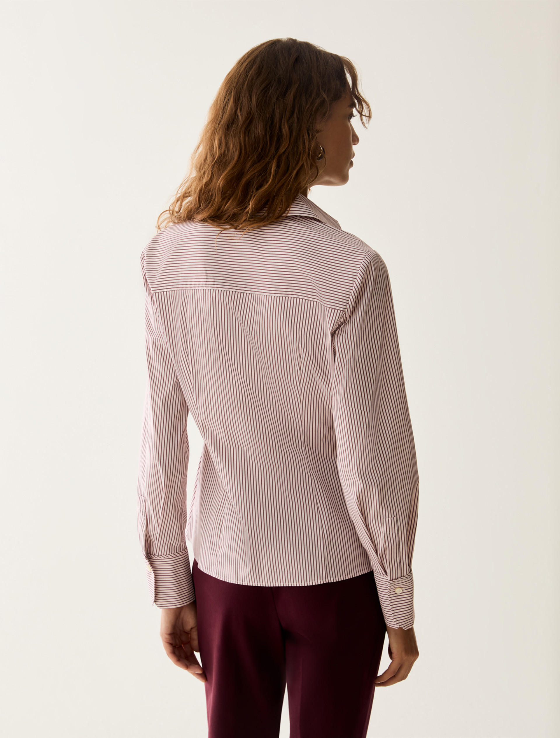 Slim-cut poplin shirt - BORDEAUX - Pennyblack - 3