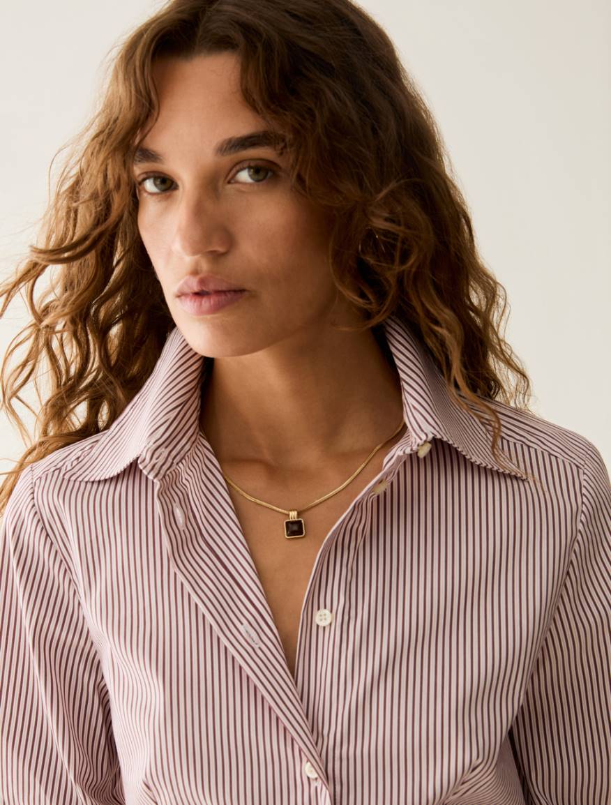 Slim-cut poplin shirt - BORDEAUX - Pennyblack - 4