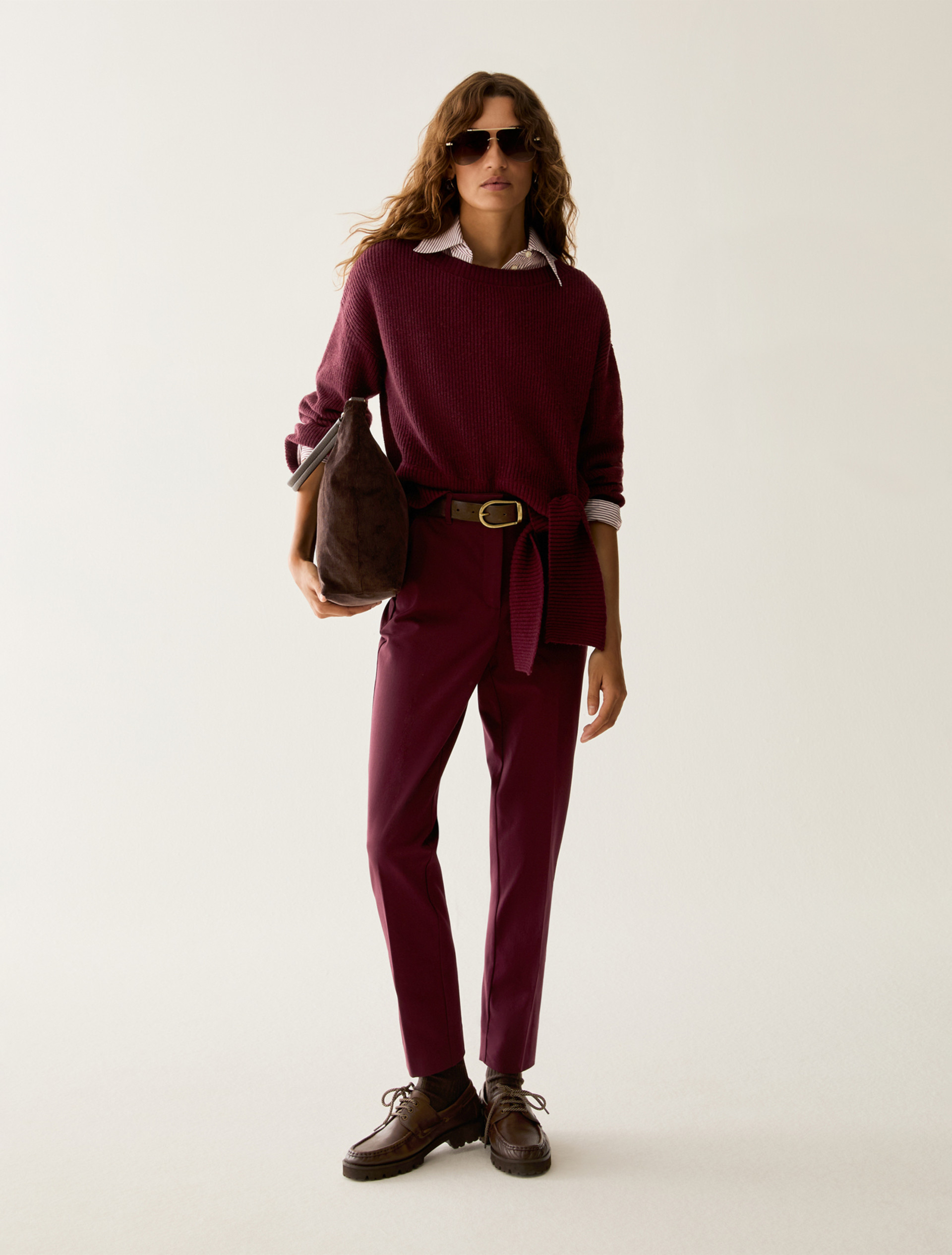Slim-cut poplin shirt - BORDEAUX - Pennyblack - 5