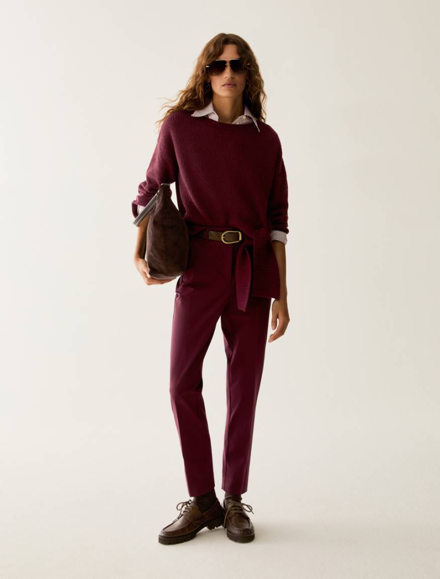 Slim-cut poplin shirt - BORDEAUX - Pennyblack - 5