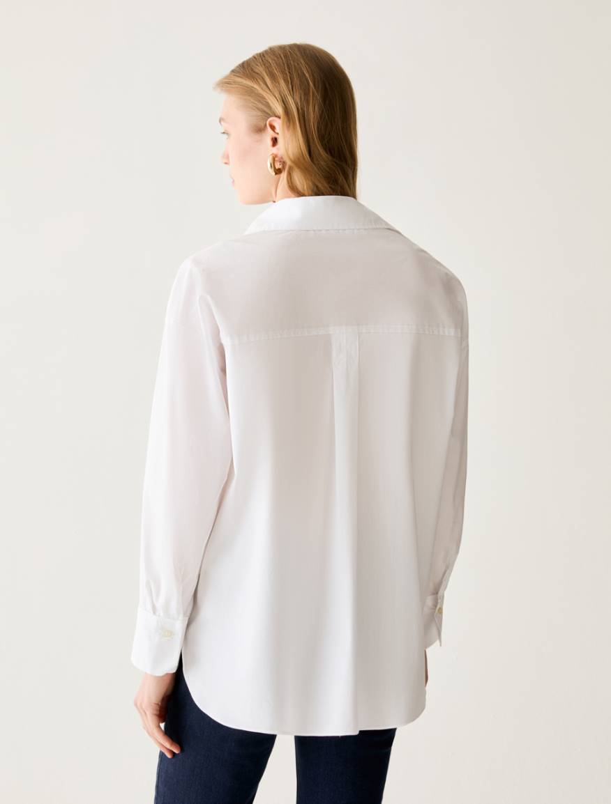 Oversized poplin shirt - WHITE - Pennyblack - 3