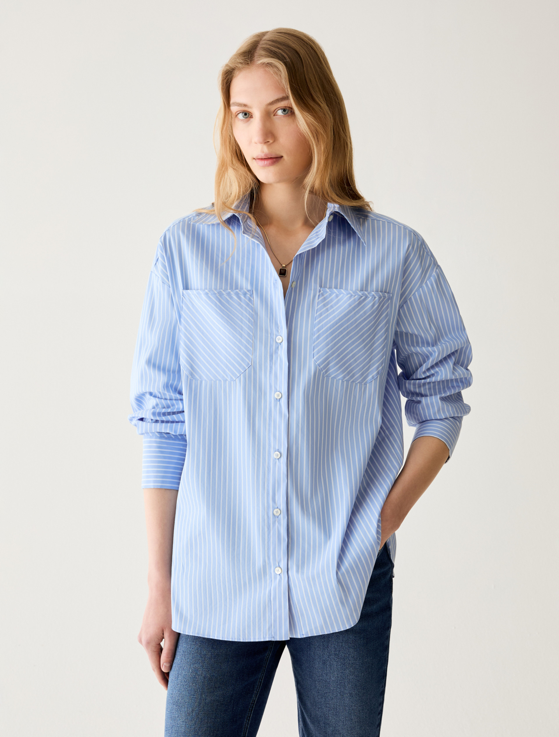 Oversized poplin shirt - LIGHT BLUE - Pennyblack - 1