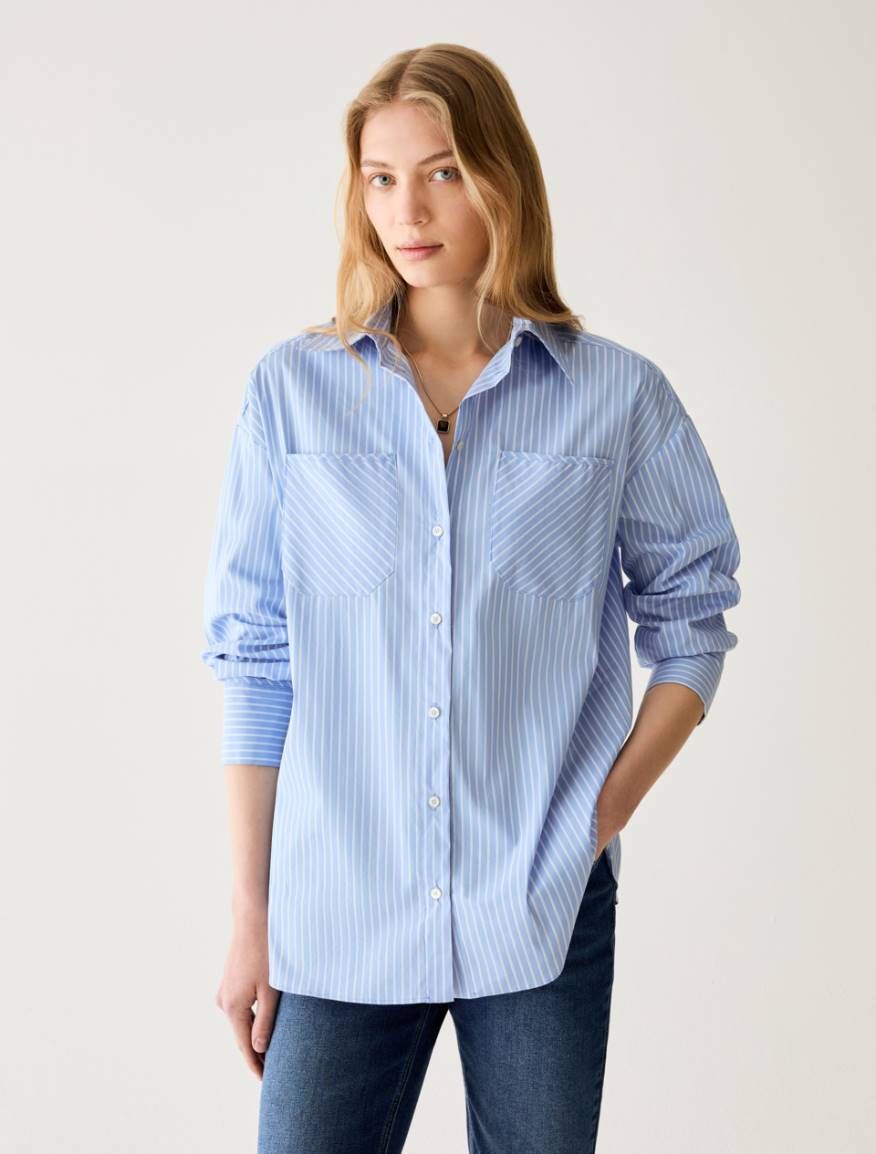 Oversized poplin shirt - LIGHT BLUE - Pennyblack