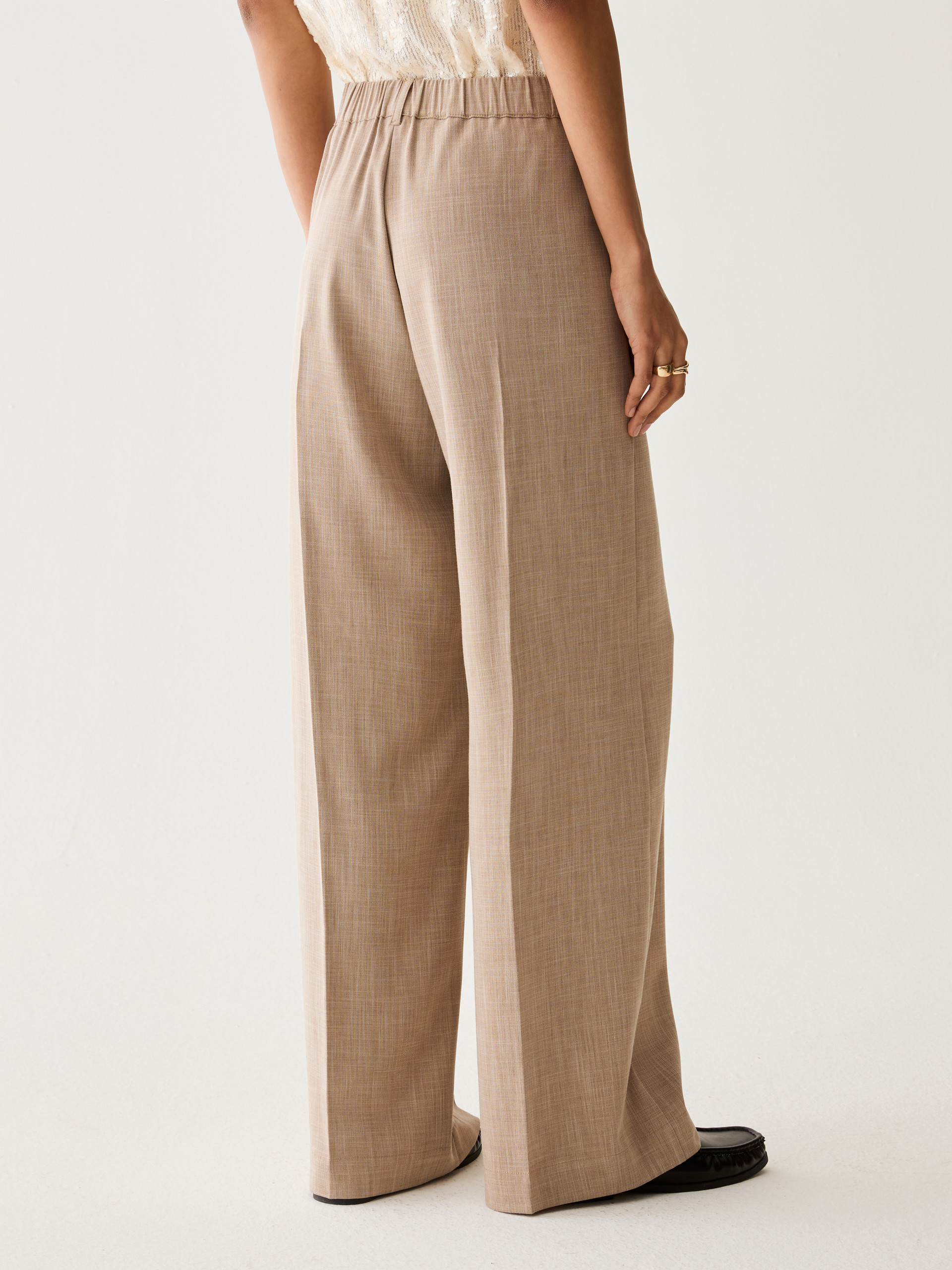 Wide trousers in mélange fabric - BEIGE - Pennyblack - 3