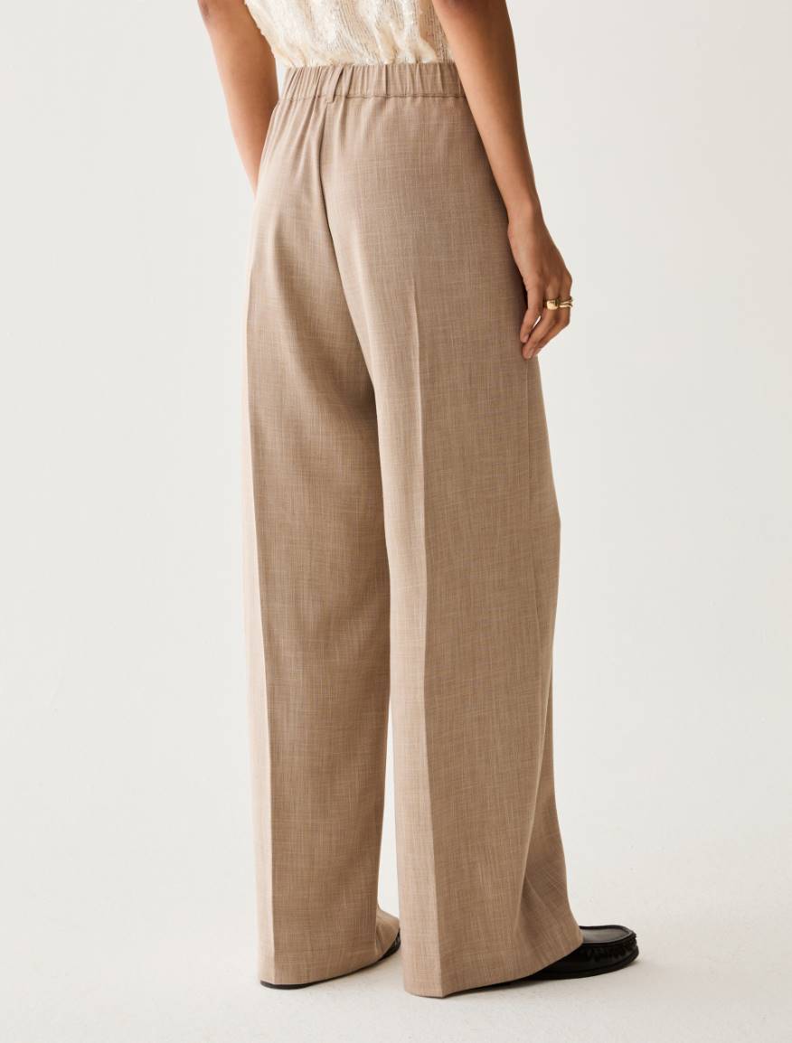 Wide trousers in mélange fabric - BEIGE - Pennyblack - 3