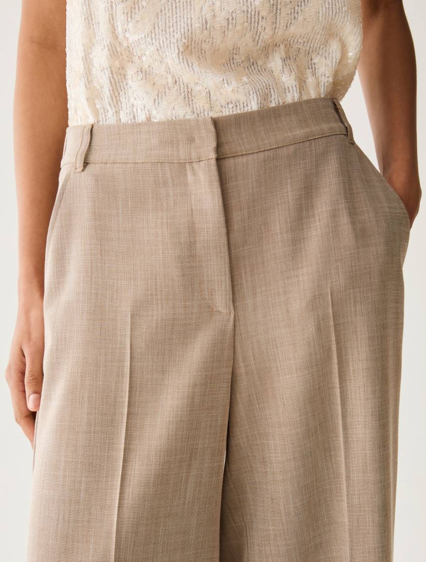 Wide trousers in mélange fabric - BEIGE - Pennyblack - 4