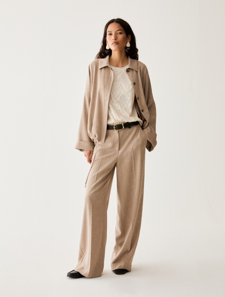 Wide trousers in mélange fabric - Pennyblack - 5
