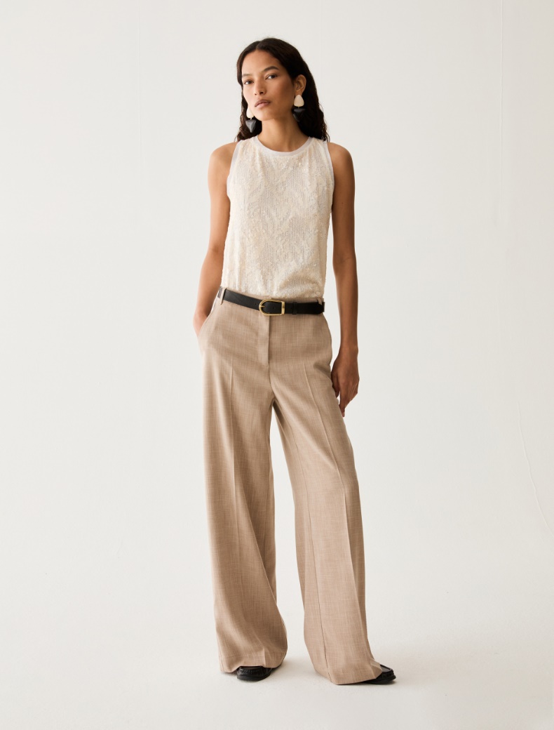 Wide trousers in mélange fabric - Pennyblack