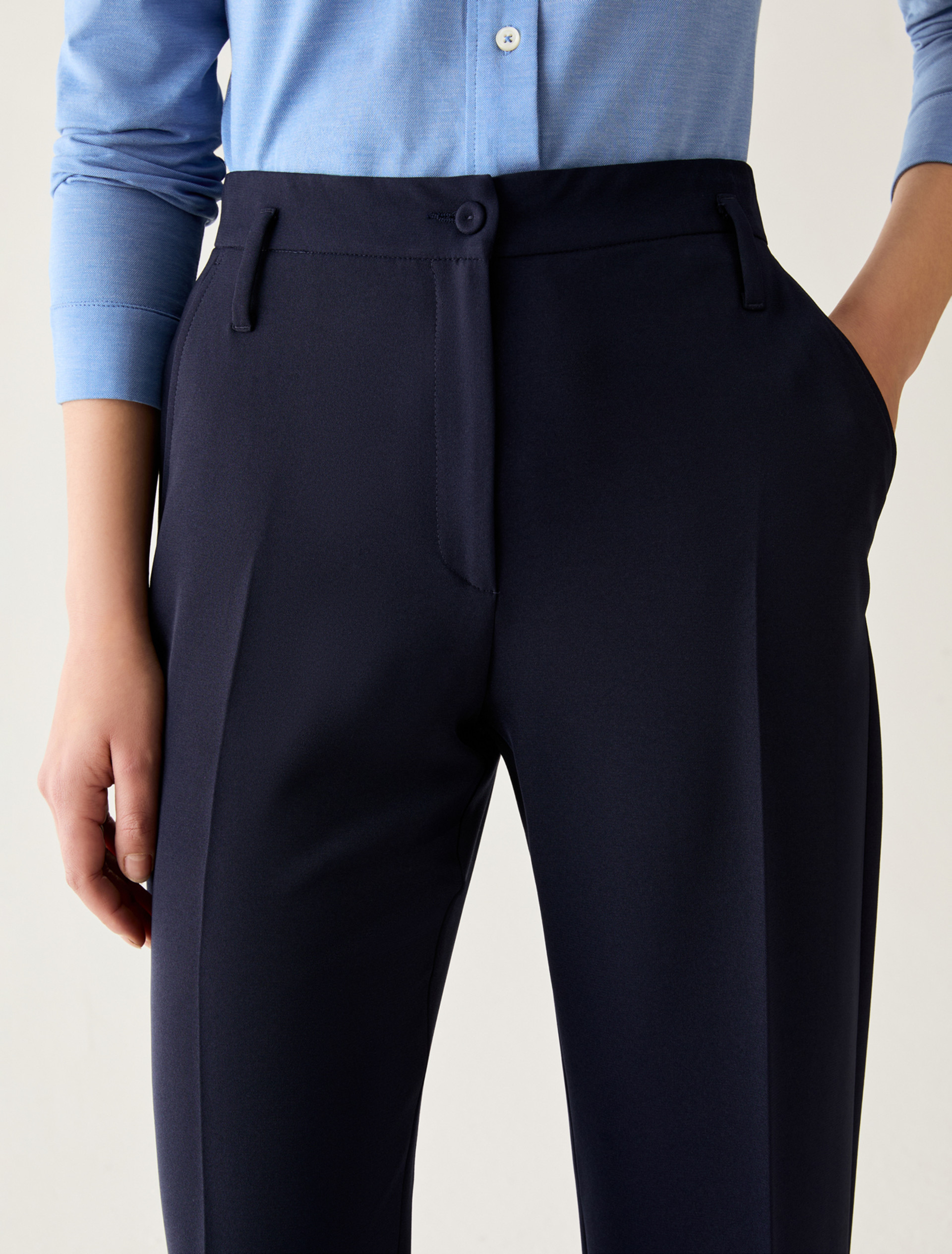 Straight-cut cady trousers - NAVY - Pennyblack - 4