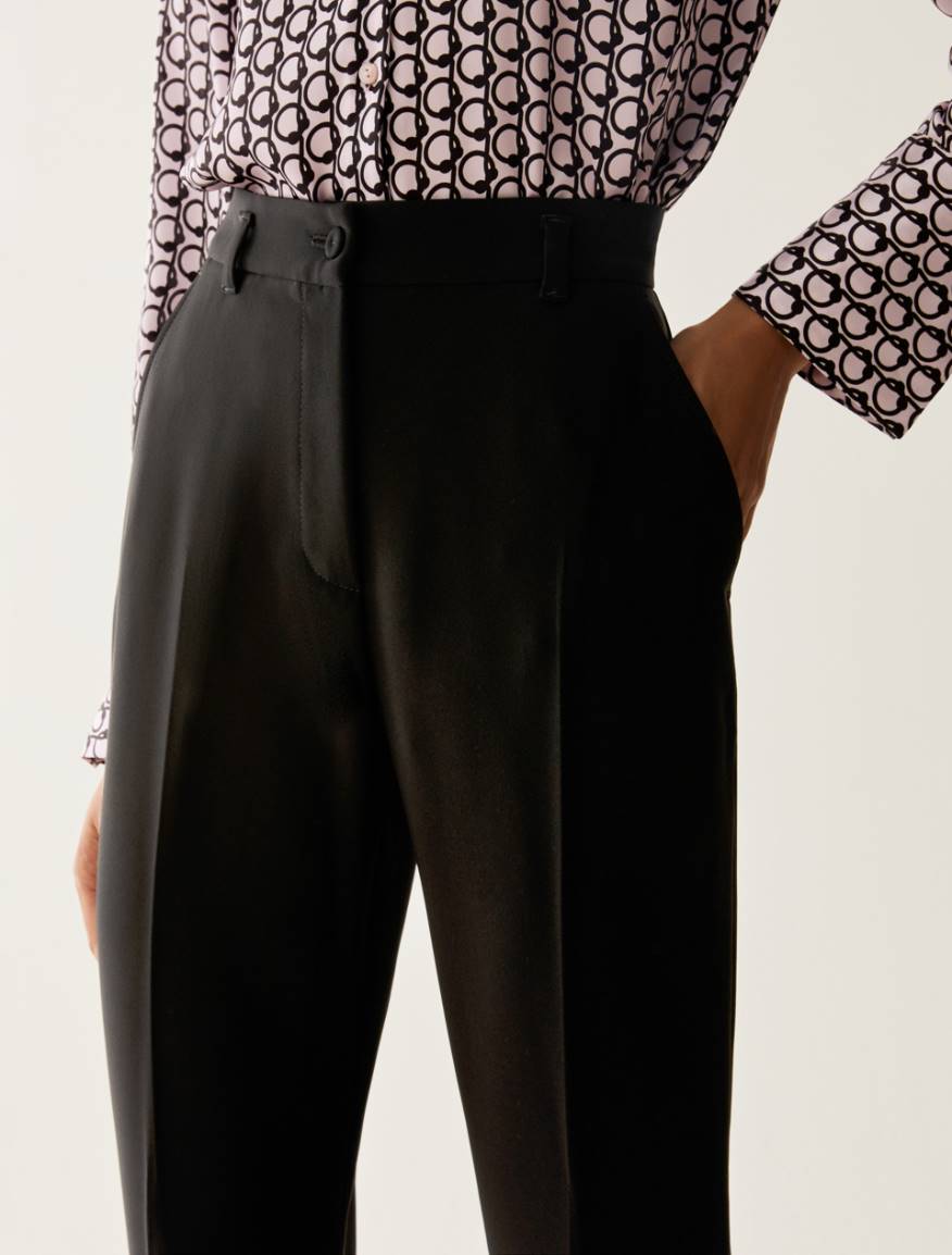 Straight-cut cady trousers - BLACK - Pennyblack - 4