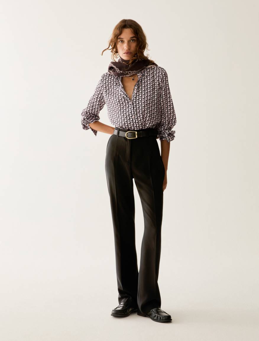 Straight-cut cady trousers - BLACK - Pennyblack
