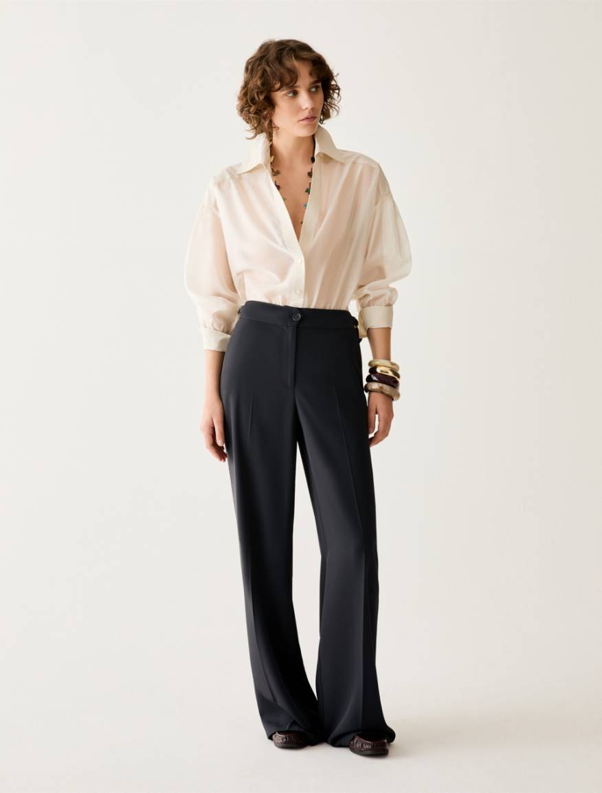 Wide, flowing trousers - NAVY - Pennyblack
