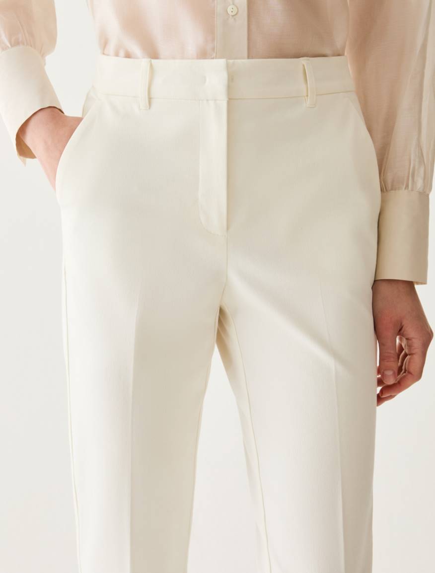Slim-cut trousers - WHITE - Pennyblack - 4