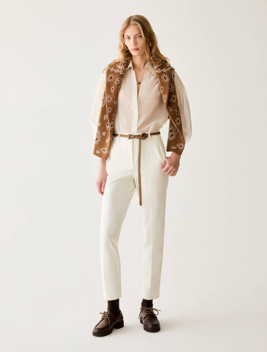 Slim-cut trousers - WHITE - Pennyblack