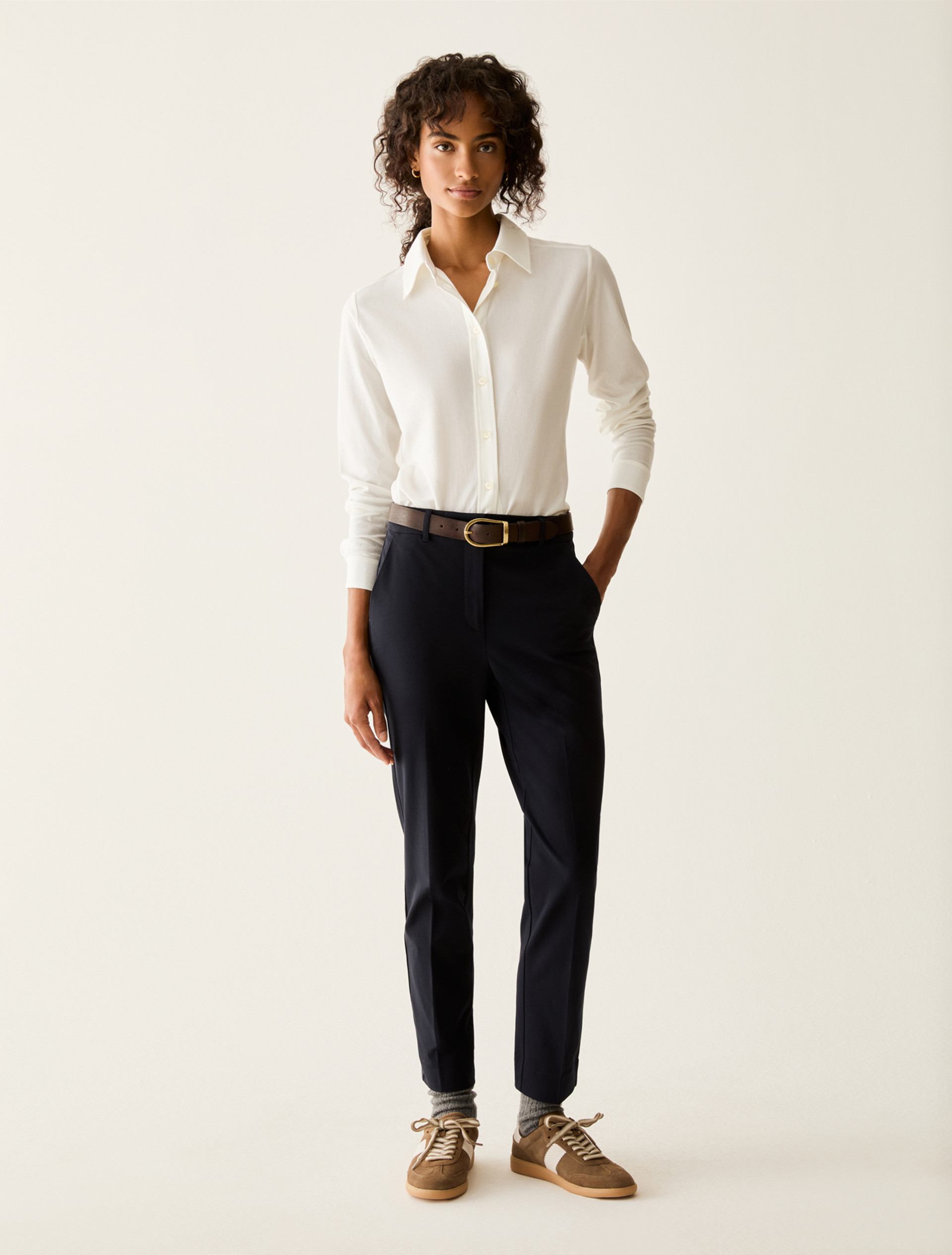 Slim-cut trousers - NAVY - Pennyblack - 1