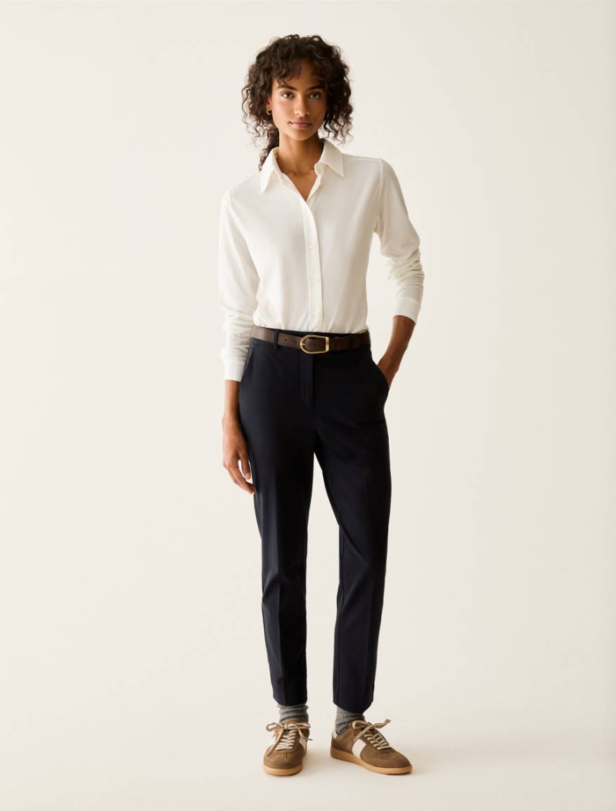Slim-cut trousers - NAVY - Pennyblack