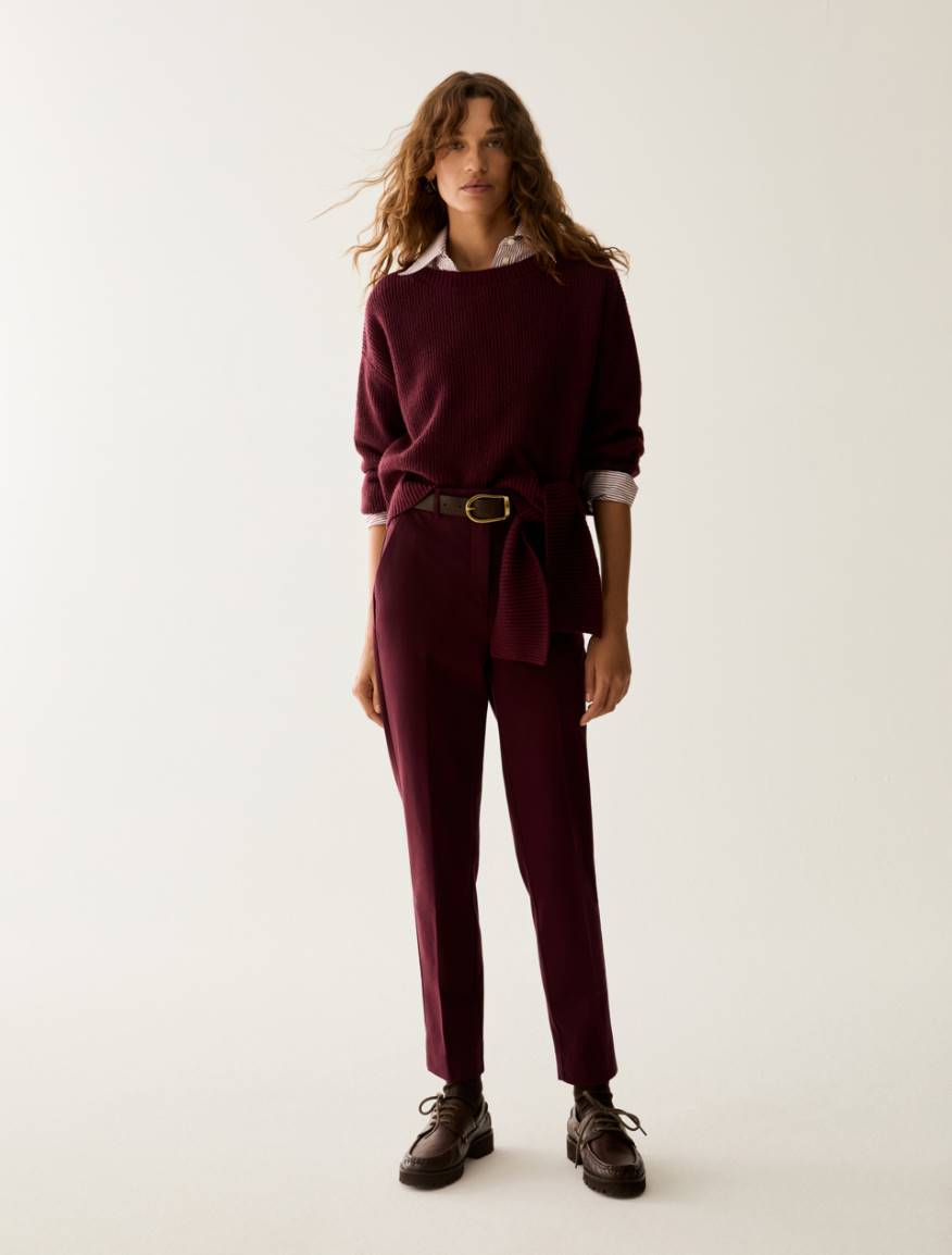 Slim-cut trousers - BORDEAUX - Pennyblack