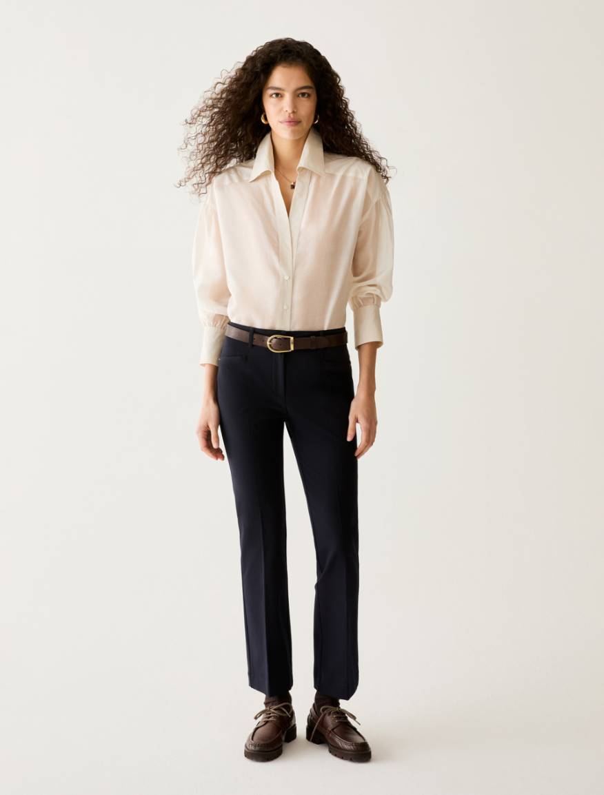 Mini-flare cut trousers - NAVY - Pennyblack